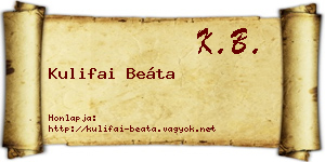 Kulifai Beáta névjegykártya